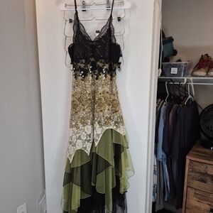 Ever Pretty Black and Green High Low Dress